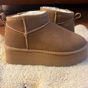Classic Suede pull on platform bootie